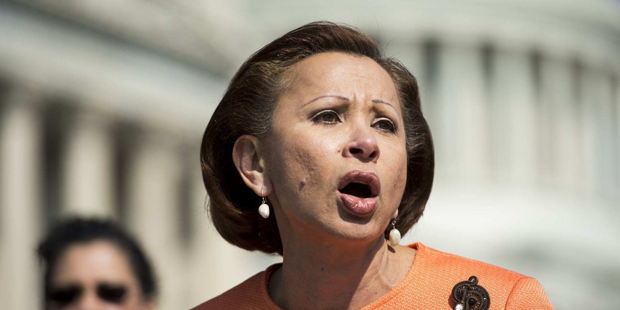 UNITED STATES - APRIL 9: Rep. Nydia Velazquez, D-N.Y., speaks during the event to release a report detailing how Paul Ryan's FY2015 budget would affect the nation's small business sector on Wednesday, April 9, 2014. (Photo By Bill Clark/CQ Roll Call)